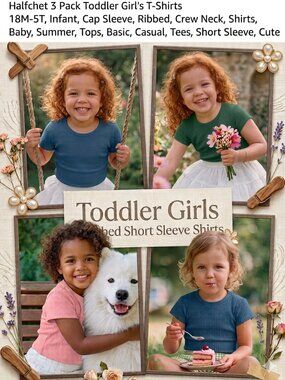 Knitted T-Shirt Halfchet 3-Pack Toddler Girl's (Size 3T) w/ Free Disposable Bibs